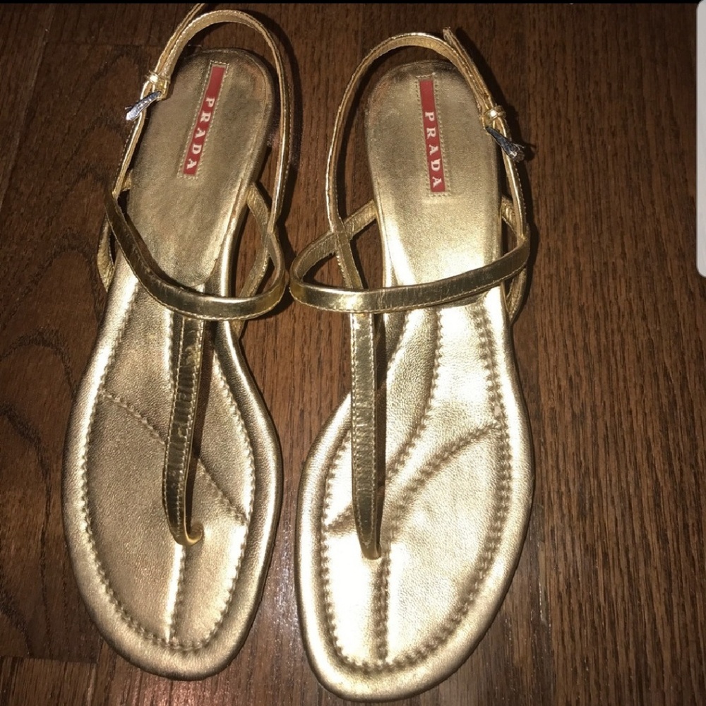 Prada gold sandals